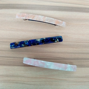 Three-piece leopard marble pattern acetate hair clips with spring metal base