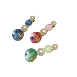 Pince à Cheveux Planète Étoile en Fausses Künstliche Perles pour Femmes Alliage Or Résine Thème Spatial Pince Latérale Accessoires Cheveux