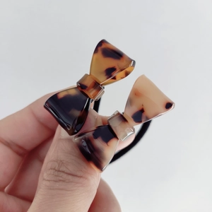 Retro Leopard Print Bow Hair Tie Acrylic Elastic Scrunchies For Women Girls Korean Style Handmade Hair Band Accessories