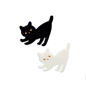Niedliche Acetat Katze Haarclip Süße Tier Form Seitenclip Für Damen Mädchen Täglich Haarschmuck Mode Schwarz Weiß Pony Clip