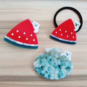Süße Acetat Bär Wassermelone Muschel Haarklammer Kreative Frucht Haargummi Süße Sommer Täglich Haarschmuck Für Mädchen Damen