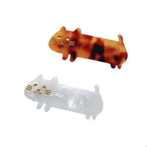 Cute Cat Shape Acetate Hair Clip Japanese Sweet Marbled Tortoise Duckbill Clip For Women Girls Daily Hair Accessory