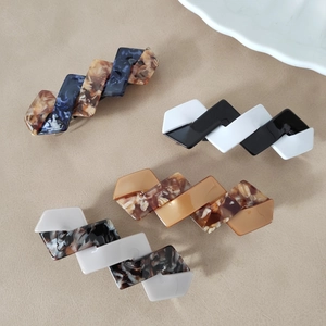 Koreanische Chic Geometrische Acetat Haarklammer Für Damen Französisches Marmormuster Federclip Große Schildpatt Pferdeschwanz Haarschmuck