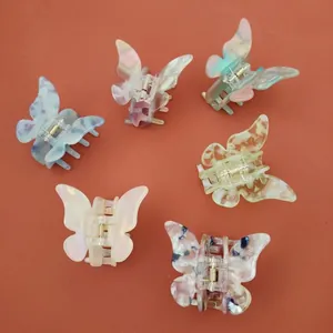 Pince à Cheveux Papillon en Acétate Élégante Motif Marbre Style Coréen Accessoire de Coiffure pour Femmes Quotidien