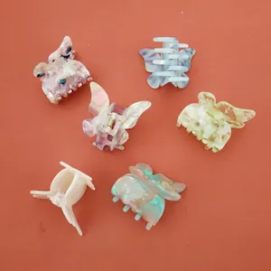 Lot de 6 pinces à cheveux papillon colorées en acétate marbré pour coiffures femme