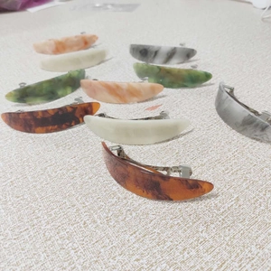 French marble pattern acetate crescent hair clips in various colors for women