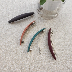 Detail view of four matte Morandi color spring hair clips showing fine frosted texture