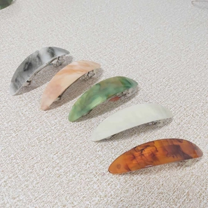 Set of five elegant marble pattern acetate hair clips in various chic colors