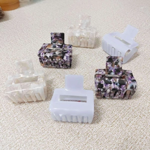 French Elegant Acetate Square Hair Claw Clip Hollow Out Marble Floral Pattern Hair Catch Barrette For Women Daily Styling