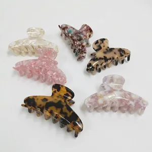 Grande Molla per Capelli in Acetato Motivo Tartarugato Marmorizzato Shark Clip Moda Accessori Capelli Donna Styling Quotidiano