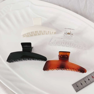 French Style Acrylic Hair Claw Large Minimalist Korean Shark Clip For Women Elegant Solid Color Amber Pattern Hair Accessories