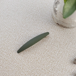 Detail view showing matte dark green spring hair clip with minimalist frosted finish texture