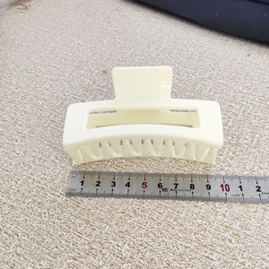 Large cream rectangle hair claw clip 10.5cm matte finish for thick hair styling