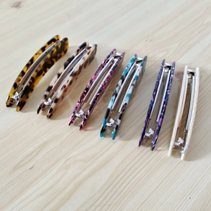 Elegant irregular curved tortoise shell and marble pattern acetate hair clips set