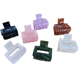 Minimalist marble pattern acetate hair claw clips for women in seven assorted colors