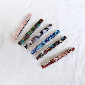 French Minimalist Acetate Hair Clip Geometric Marble Floral Print Spring Clip Rectangular Barrette For Women Hair Accessories