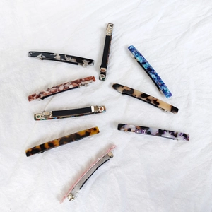8.5cm Acetate Hair Clips Set in Marble and Tortoise Patterns with Metal Spring Clips