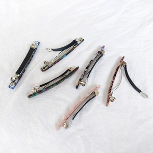 Set of 6 French acetate 8.5cm spring hair clips in various marble and floral patterns