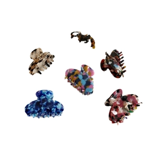 Lot de 6 pinces à cheveux en acétate avec motifs marbrés et léopard variés