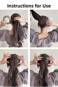 Step-by-step tutorial for using the bird nest hair clip to secure a bun or ponytail