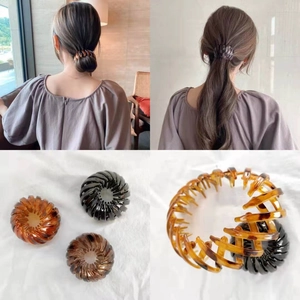 Elegant Telescopic Bird Nest Hair Clip For Women Resin Tortoiseshell Hair Loop Ponytail Holder Bun Maker Expanding Tool