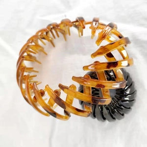 Bird nest telescopic hair ring in amber tortoiseshell and black for bun hairstyles
