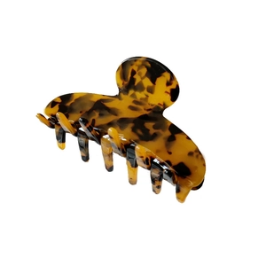 Elegant French vintage leopard acetate hair claw clip with tortoise shell pattern finish
