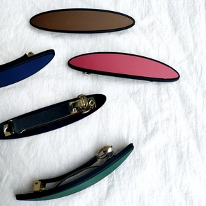 Minimalistische matte ovale Haarklammern in fünf Retro-Farben mit Metall-Federverschluss