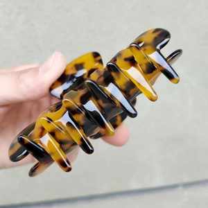 Elegante pinza per capelli a tartaruga in ambra e marrone per acconciature alla francese