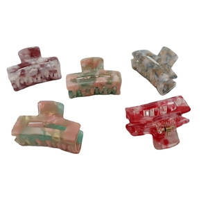 Lot de 5 petites pinces à cheveux de 4,5 cm en acétate avec motifs marbrés vintage