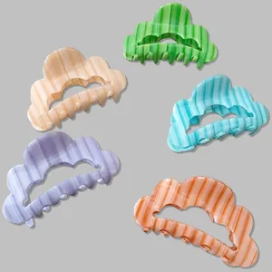 Lot de 5 pinces à cheveux rayées en forme de nuage aux couleurs vives assorties