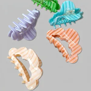 Pinces à cheveux rayées en forme de nuage, cinq couleurs pastel pour cheveux épais