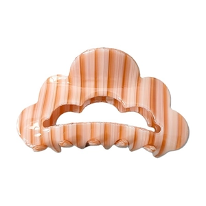 Pince à cheveux nuage à rayures orange et beige en acétate avec finition brillante