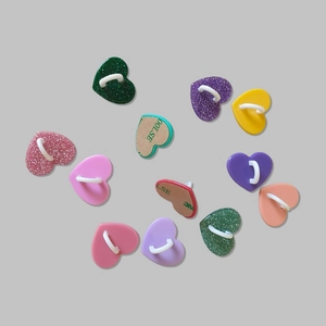 Colorful heart-shaped self-adhesive plastic phone hooks with 3M tape in various colors