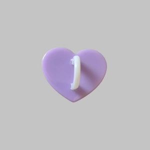 Detail of light purple heart-shaped phone charm hook with durable 3M adhesive backing