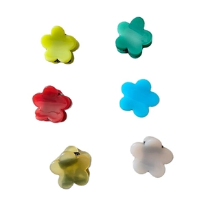 Lot de 6 mini pinces à cheveux fleurs aux couleurs vives comme le bleu et le rouge