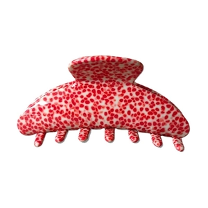 Minimalist red spotted shark hair claw clip in high-gloss acetate finish for women