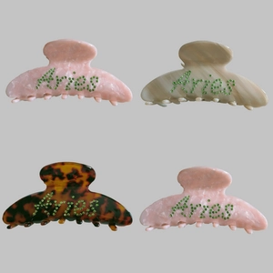 Large Acetate Hair Claw Clip Rhinestone Alphabet Decor Marble Tortoiseshell Hair Catch Women Thick Hair Styling Accessory