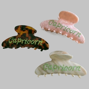 Drei Capricorn Haarklammern mit Strasssteinen in Schildpatt, Rosa und Weißer Marmor-Optik