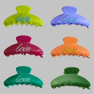 Vintage Acetate Large Hair Claw Clip For Women Love Letter Rhinestone Hair Clamps For Thick Hair Styling Accessories