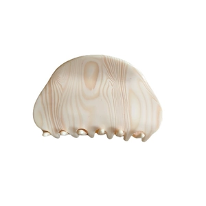 French retro acetate half moon hair claw clip with beige marble pattern for women