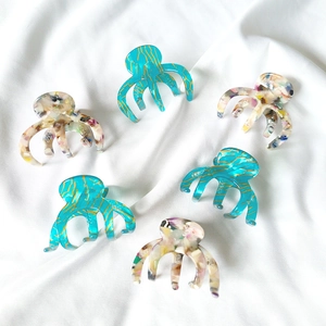 Pince à Cheveux Élégante en Acétate Forme de Poulpe Motif Marbre Petite Pince Crabe Accessoires Cheveux Femme Mode