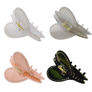 Pinza per Capelli in Acetato di Cellulosa a Forma di Cuore Francese Con Strass Clip a Squalo Elegante Porta Coda Donna