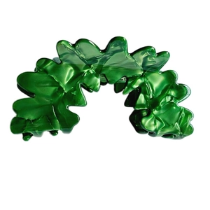 French style emerald green acetate claw clip with flower petal hollow wave pattern