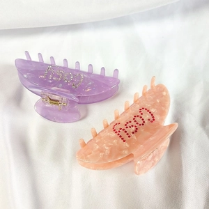 Pinces à cheveux en acétate avec lettres GOSH en strass en violet et rose
