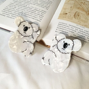 Pince à Cheveux en Acétate Koala Mignon Style Ins Français pour Femmes Texture Marbrée Accessoires de Coiffure