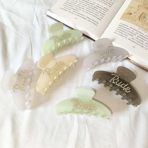 Elegant Acetate Rhinestone Letter Hair Claw Clip Large Shark Clip Handmade Hair Accessories For Women Bride Rich Pattern