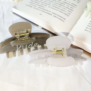 Premium acetate hair claw clip with rhinestone Rich lettering for thick hair styling