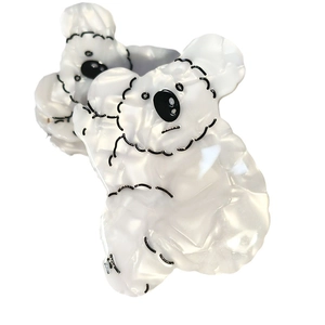 Pinces à cheveux koala mignonnes en acétate blanc crème marbré pour chignons français