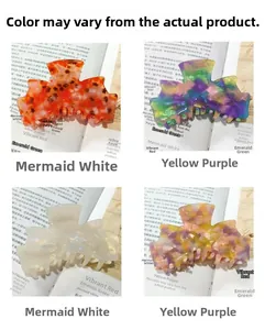 French style acetate claw clips for thick hair in multiple colorful floral patterns